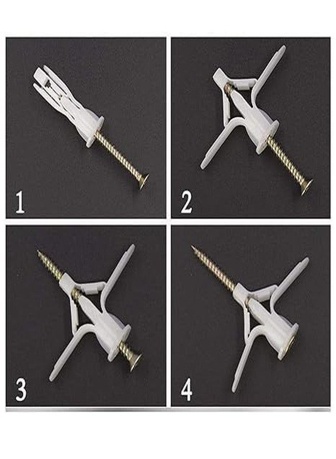 TheMujtaba Toggle Drywall Anchor - Butterfly Nylon Plug 10X32 mm (Color-White) (50) - Image 2